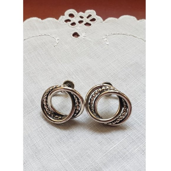 Vintage '50's Beau Sterling Silver Earrings - Picture 2 of 8